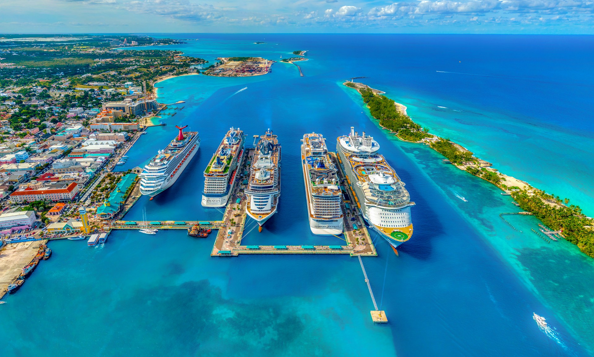 Aerial view of Nassau harbour, The Bahamas